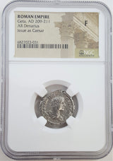 GETA(AR)NGC(F) Geta Silver Antoninianus NGC Certified Slab(F)