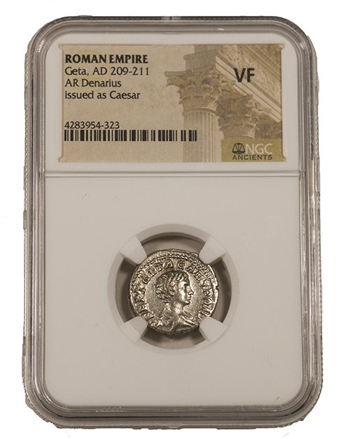 GETA(AR)NGC(VF) Geta Silver Antoninianus NGC Certified Slab(VF)