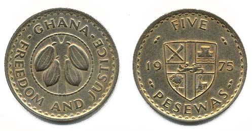 Ghana KM15(VF-XF) 5 Pesewas