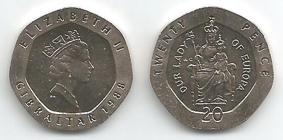 Gibraltar KM16(U) 20 Pence