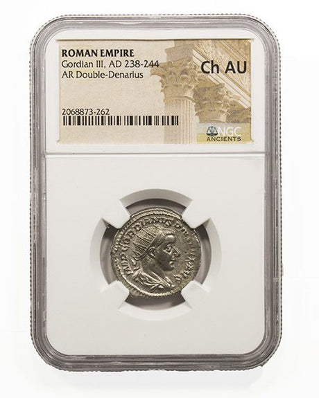 GORDIAN3RD(AR)NGC(CH-AU) Roman Silver Denarius of Gordian III (AD 238-244) NGC(CH-AU)