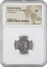 GORDIAN3RD(AR)NGC(VF) Roman Silver Denarius of Gordian III (AD 238-244) NGC(VF)