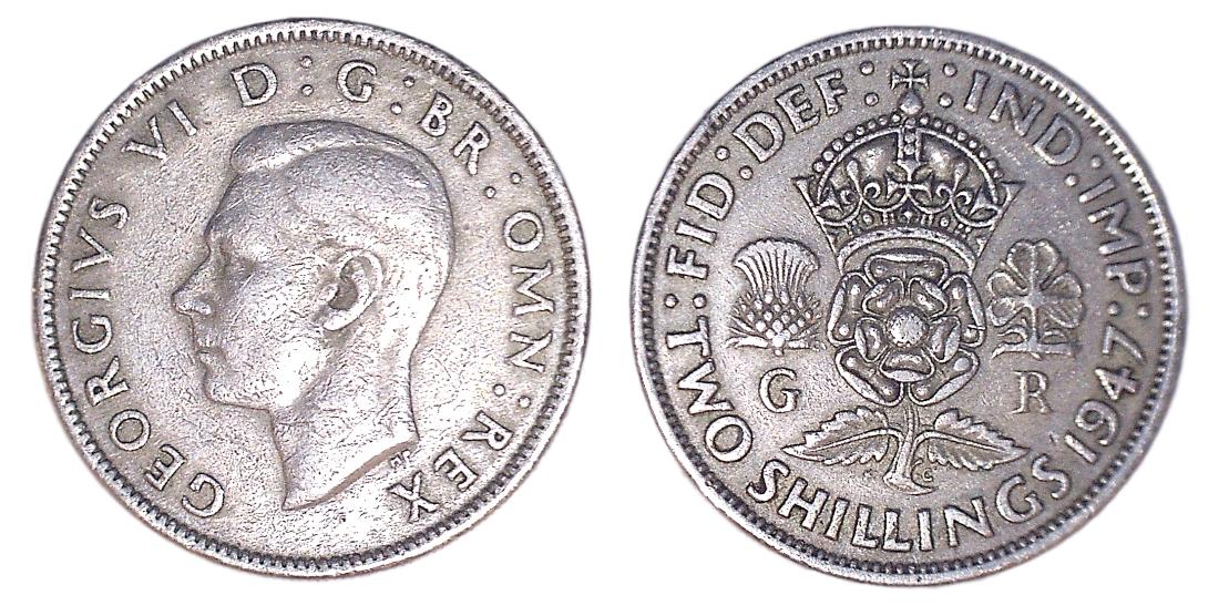 Great Britain KM855-865-878(VF) George VI: 2 Shilling