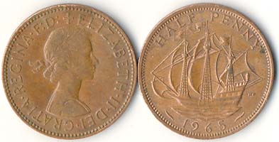 Great Britain KM896(VF) 1/2 Penny Elizabeth II