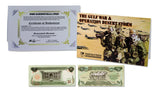 GULFWARBNCARD Gulf War 25 Dinar Single Banknote Folder