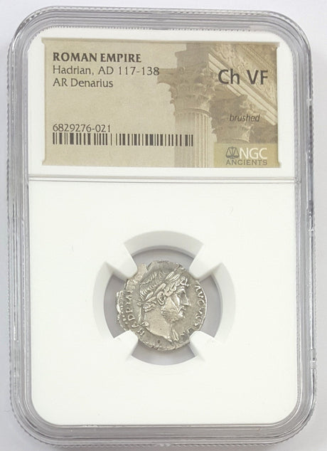 HADRIAN(AR)NGC(CH-VF) Roman Silver Denarius of Hadrian (AD 117-138) NGC(CH-VF)