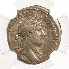 HADRIAN(AR)NGC(F) Roman Silver Denarius of Hadrian (AD 117-138) NGC(F)