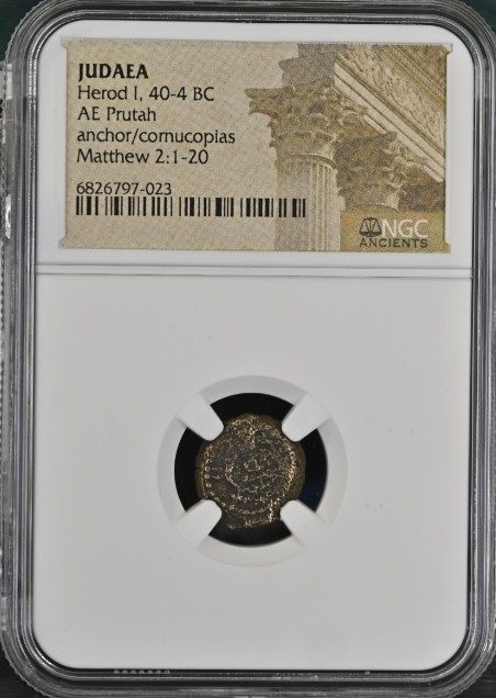 HEROD1ST-NGC(LG) Judaea AE Herod 1st (40-4 BC) Prutah NGC(LG)