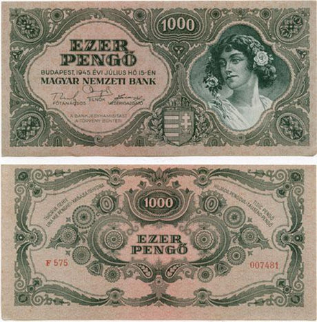 Hungary P118a(AU-U) 1,000 Pengo - nostamp