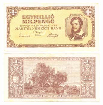 Hungary P128(VF-XF) 1,000,000 Milpengo