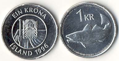 Iceland KM27a(U) 1 Kroner