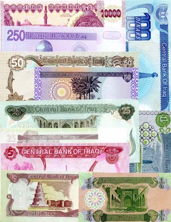 IRAQBN11SET3(U) Iraq Set of 11 Different Dinar Notes