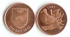 Kiribati KM1a(U) 1 Cent (frigate bird)