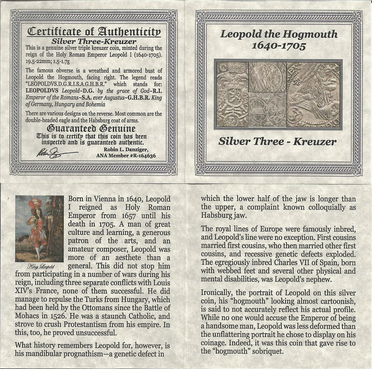 LEO-HOGMOUTH-NGC(MG) Leopold the Hogmouth - Silver 3 Kreuzer - NGC Certified Slab (Medium Grade)(MG)