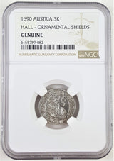 LEO-HOGMOUTH-NGC(MG) Leopold the Hogmouth - Silver 3 Kreuzer - NGC Certified Slab (Medium Grade)(MG)