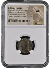 LICINIUS1ST(JOVI)NGC(AU) Roman AE of Licinius 1st (AD 308-324) Jovi Conservatori NGC(AU)