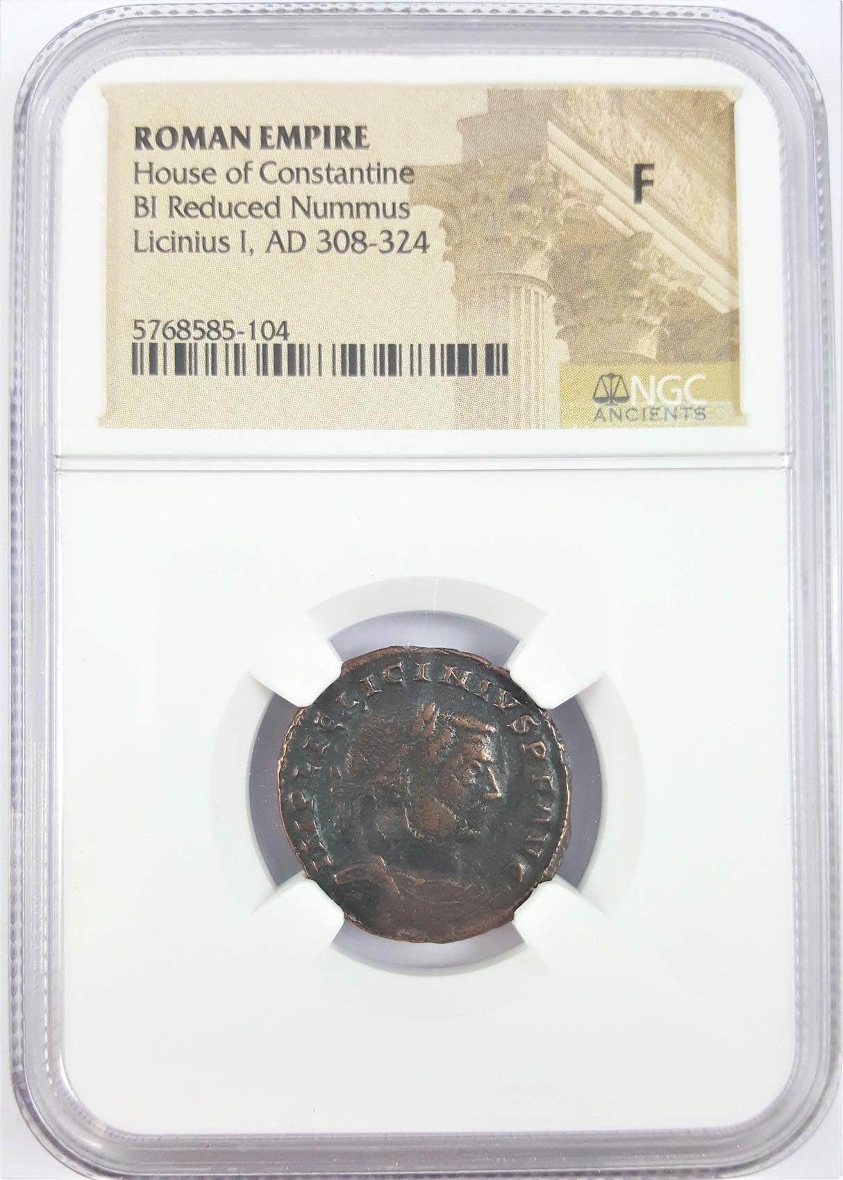 LICINIUS1ST(JOVI)NGC(F) Roman AE of Licinius 1st (AD 308-324) Jovi Conservatori NGC(F)