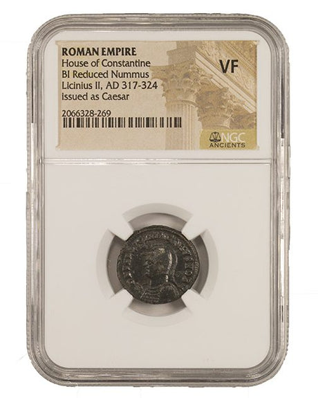 LICINIUS2ND(AE3)NGC(VF) Roman AE of Licinius II (AD 317-324) NGC(VF)