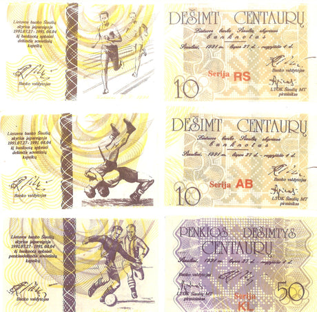 LITHSPORT3BNSET(U) Lithuania Lithuania Set of 3 Sports-themed Notes