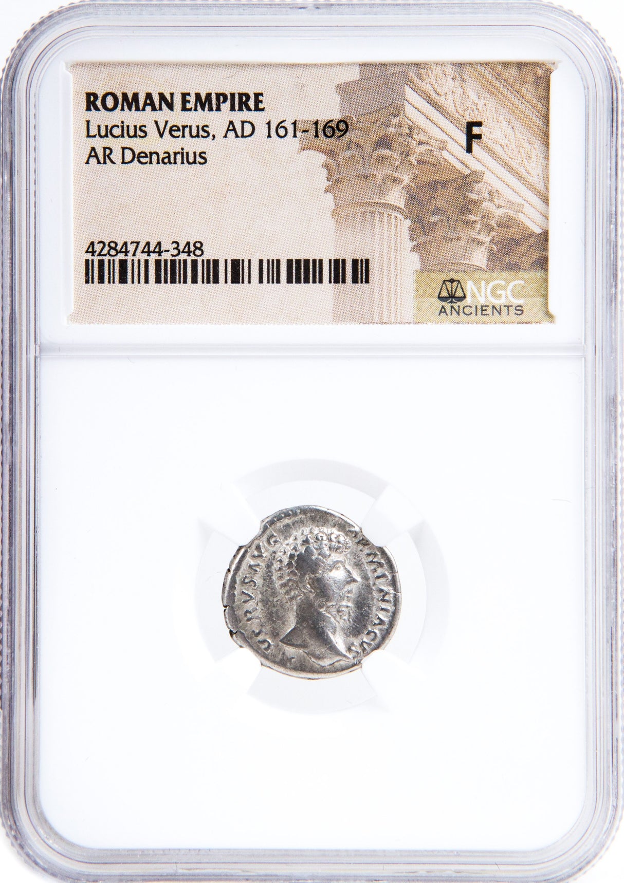 LUCIUSVERUS(AR)NGC(F) Lucius Verus Silver Denarius NGC Certified Slab(F)