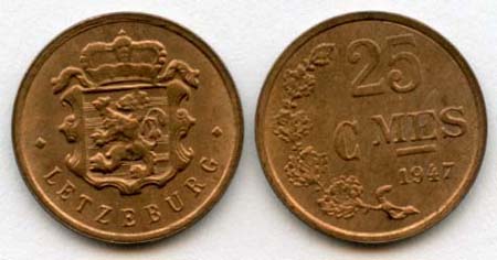 Luxembourg KM45(U) 25 Centimes