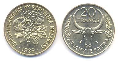 Madagascar KM12(U) 20 Francs