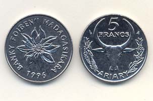 Madagascar KM21(U) 5 Francs