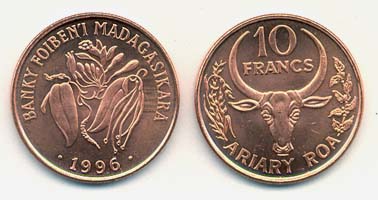 Madagascar KM22(U) 10 Francs