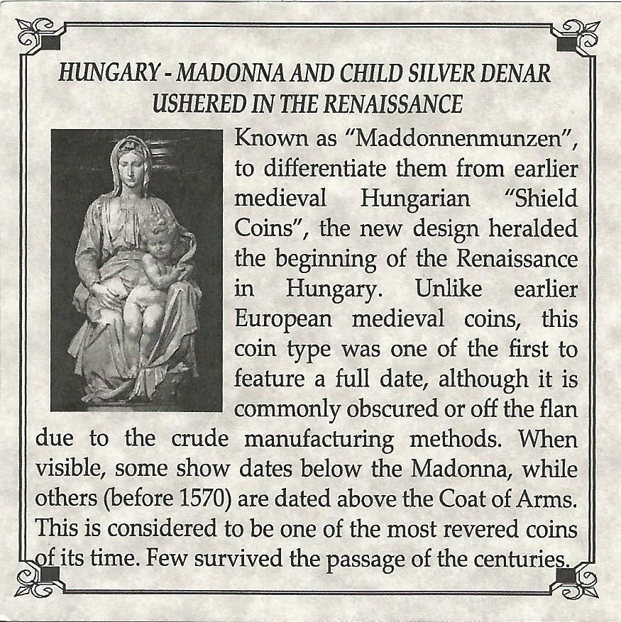 MADONNA-CHILDBOX Madonna & Child Box: Virgin Mary and baby Jesus Silver Denar of Hungary (One-Coin Box)