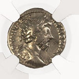 MARCUSAURELIUS(AR)NGC(F) Roman Silver Denarius of Marcus Aurelius (AD 161-180) NGC(F)