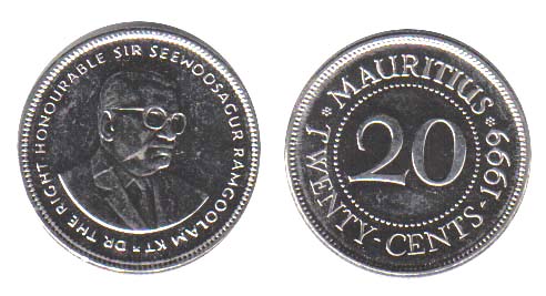 Mauritius KM53(U) 20 Cents