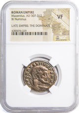 MAXENTIUS(AE2)NGC(VF) Roman AE of Maxentius (AD 306-312) NGC(VF)