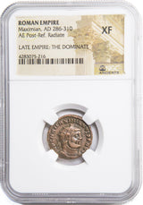 MAXIMIAN(ANT)NGC(XF) Roman AE of Maximian (AD286-310) NGC(XF)