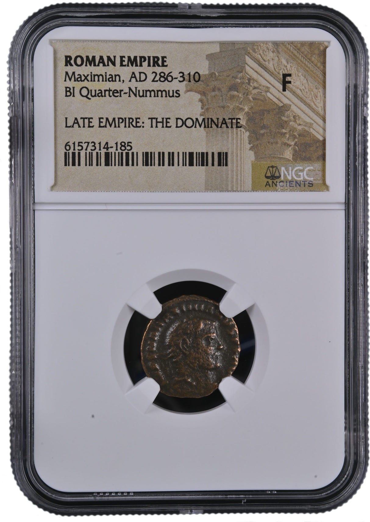 MAXIMIAN(QUARTER NUMMUS)NGC(F) Roman AE of Maximian (AD286-310) NGC(F)