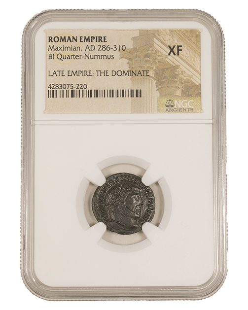 MAXIMIAN(QUARTER NUMMUS)NGC(XF) Roman AE of Maximian (AD286-310) NGC(XF)