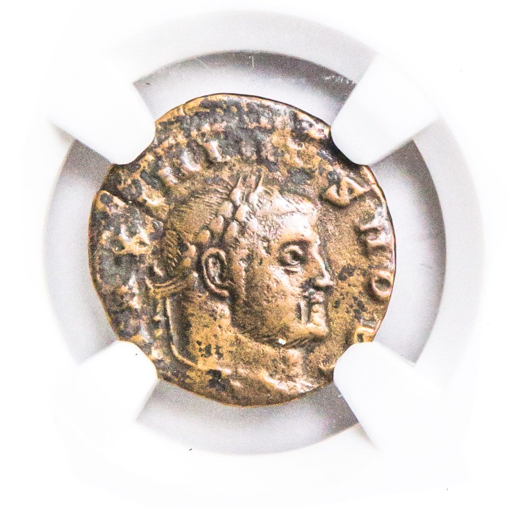 MAXIMINUS2ND(QUARTER NUMMUS)NGC(F) Roman AE of Maximinus II (AD311-313) NGC(F)