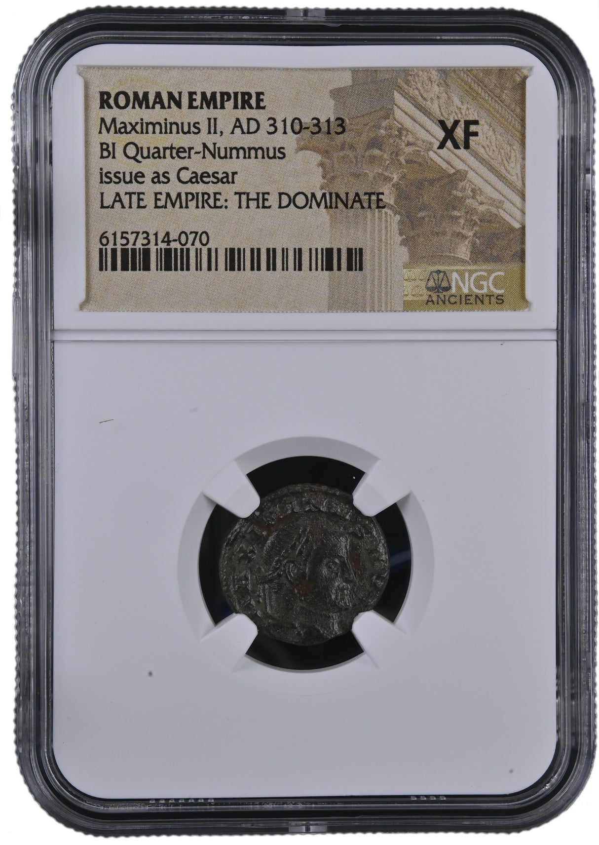 MAXIMINUS2ND(QUARTER NUMMUS)NGC(XF) Roman AE of Maximinus II (AD311-313) NGC(XF)