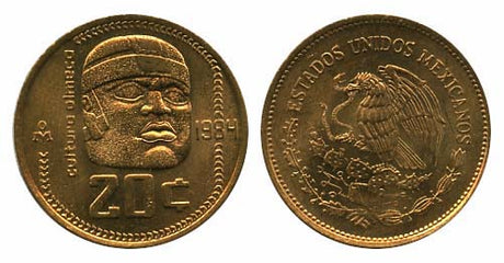 Mexico KM491(U) 20 Centavos