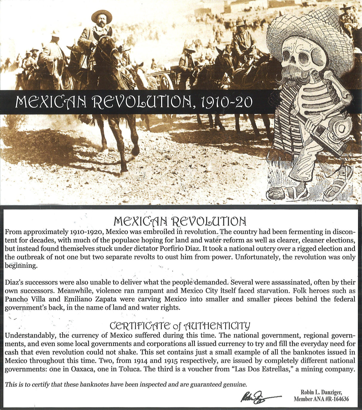 MEXREV-BF Three Banknotes from the Mexican Revolution, 1914-15 (billfold)