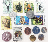 Monkey Money: 8 Coins & 8 Postage Stamps (Clear Box)