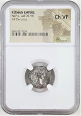 NERVA(AR)NGC(VF) Nerva Denarius in NGC certified slab(VF)