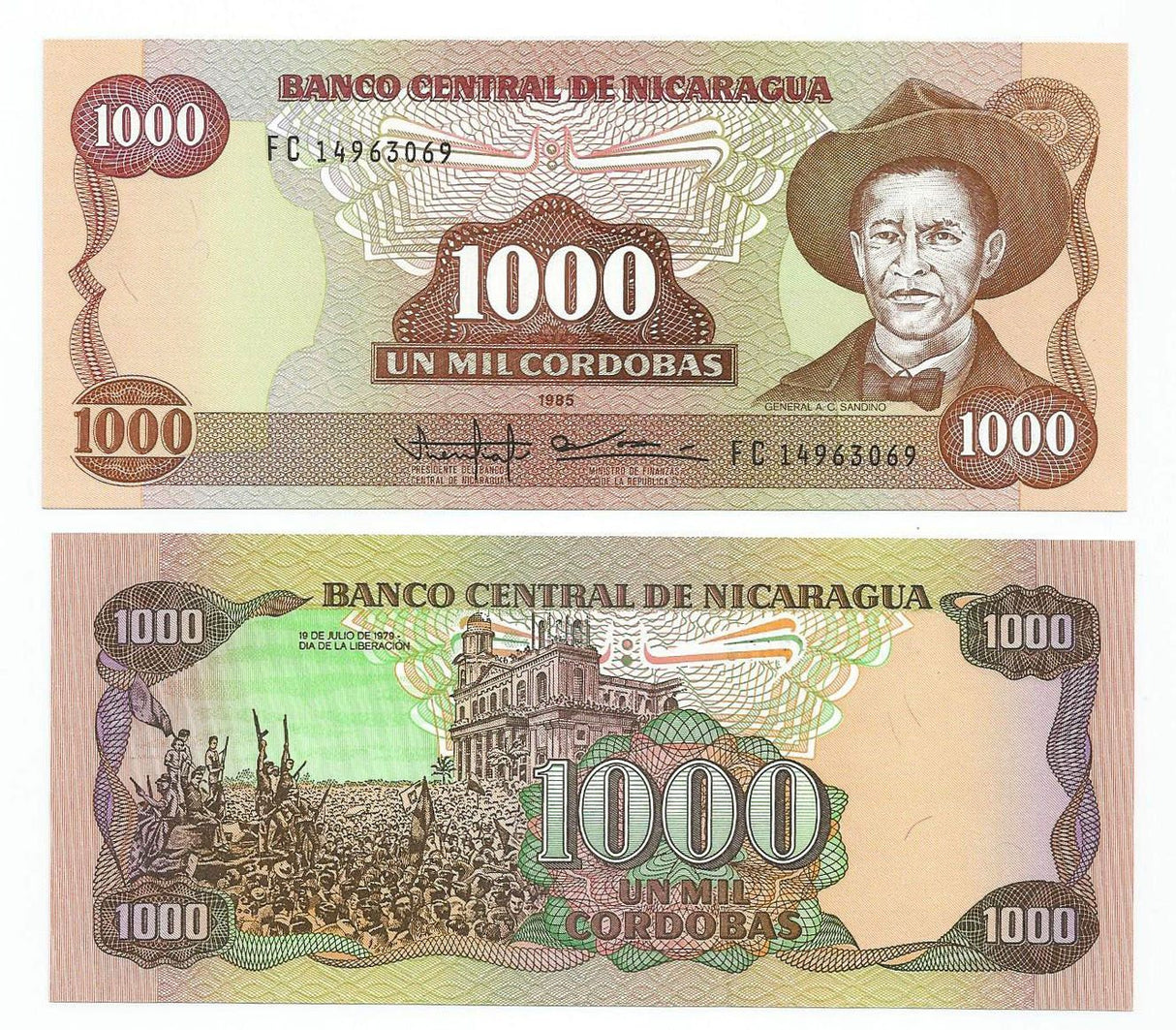 Nicaragua P156b(U) 1,000 Cordobas