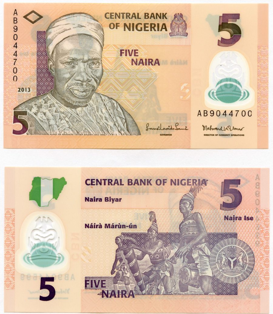 Nigeria P38(U) 5 Naira - Polymer (Plastic)