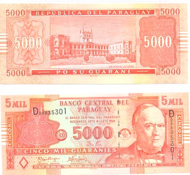 Paraguay P223(U) 5,000 Guaranies