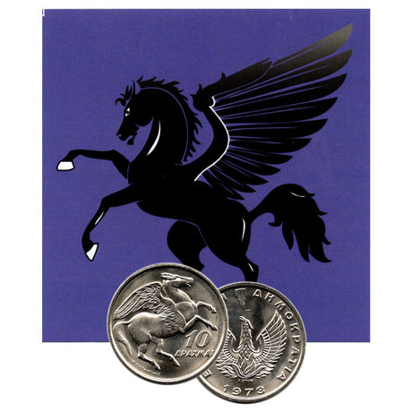 PEGASUSMINI Pegasus 10 drachmai Greek Coin (Mini Album)