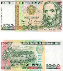 Peru P136(U) 1,000 Intis