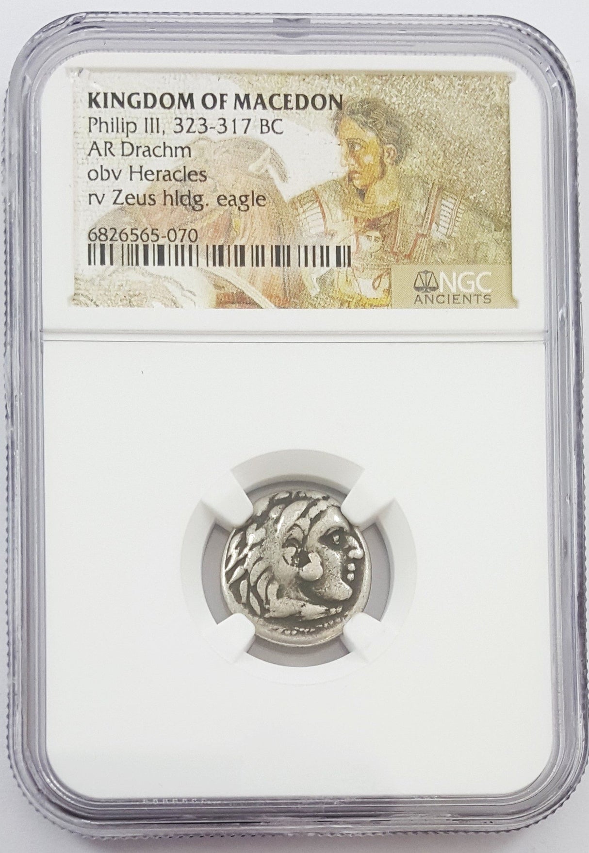 PHILIP-III-(AR)DRACHM-NGC(VF) Ancient Greek, Macedonian Empire, Philip III, Silver Drachm NGC Certified Slab(VF)