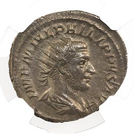 PHILIP1ST(AR)NGC(CH-XF) Roman Silver Antoninianus of Philip I (AD244-249) NGC(CH-XF)