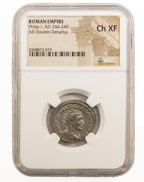 PHILIP1ST(AR)NGC(CH-XF) Roman Silver Antoninianus of Philip I (AD244-249) NGC(CH-XF)