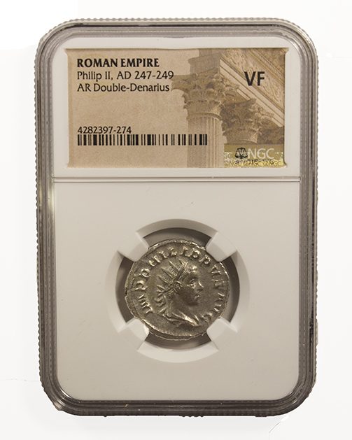 PHILIP2ND(AR)NGC(VF) Roman Silver Antoninianus of Philip II (AD247-249) NGC(VF)